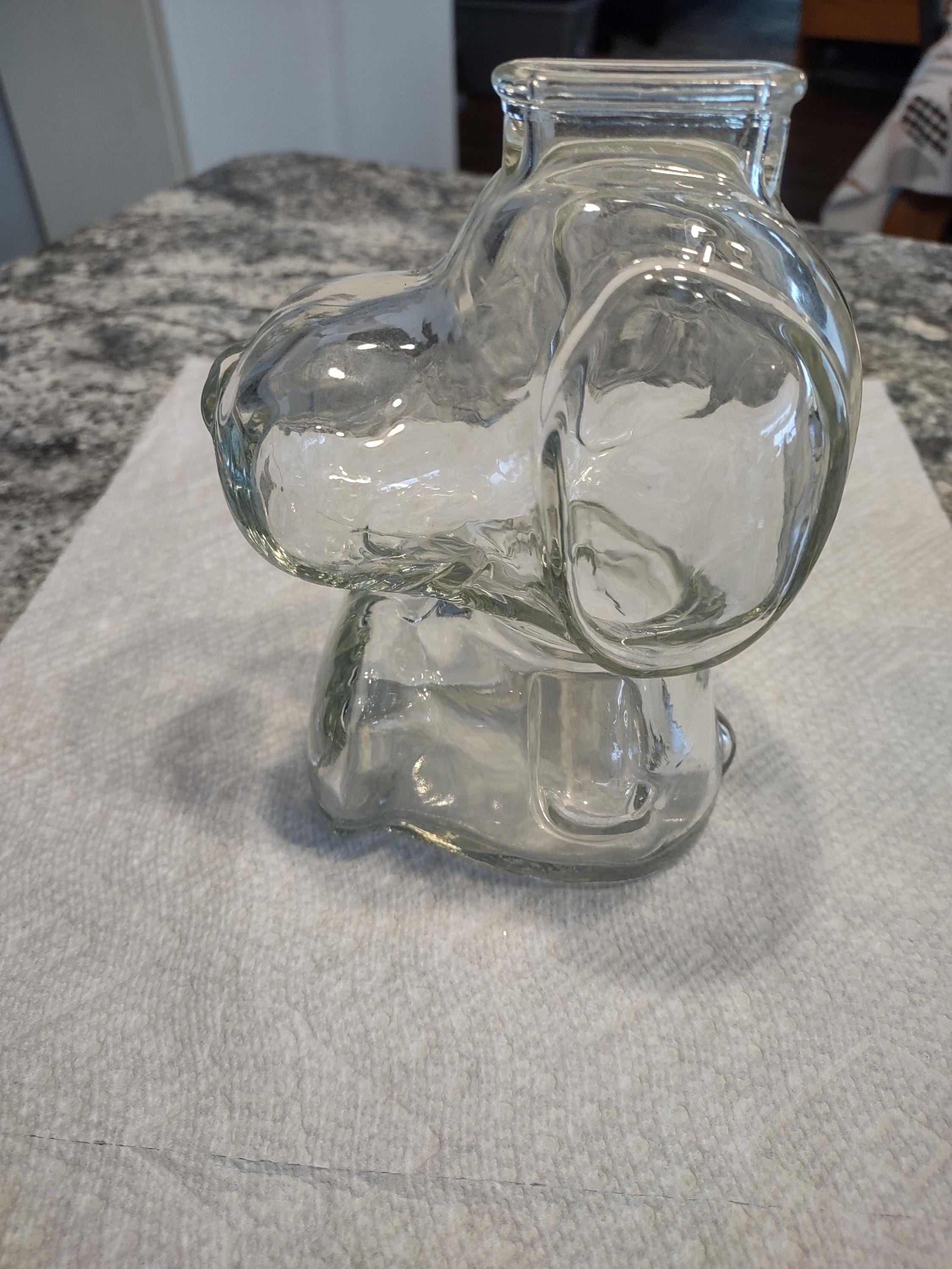 ヴィンテージ - ガラス製スヌーピー貯金箱 - 約6インチ x 4インチ