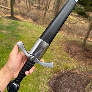 Handmade Medieval Knight Dagger, Full Tang Short Sword, Leather Scabbard