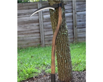 Custom Handmade Grim Reaper Sickle Cosplay 37.5&quot; Overall Length Comes with Leather Sheath , Great for Cosplay and Costumes.
