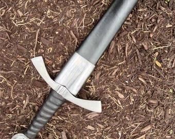 Handmade Medieval Knight Dagger, Full Tang Short Sword, Leather Scabbard