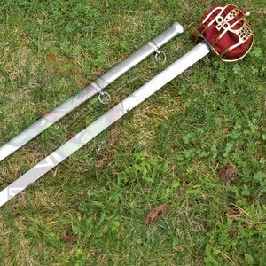 Custom Handmade Scottish 16th Century Broadsword, Ceremonial Brass Basket Hilted 42&quot; Overall Length Comes With steel Scabbard, Best Gift