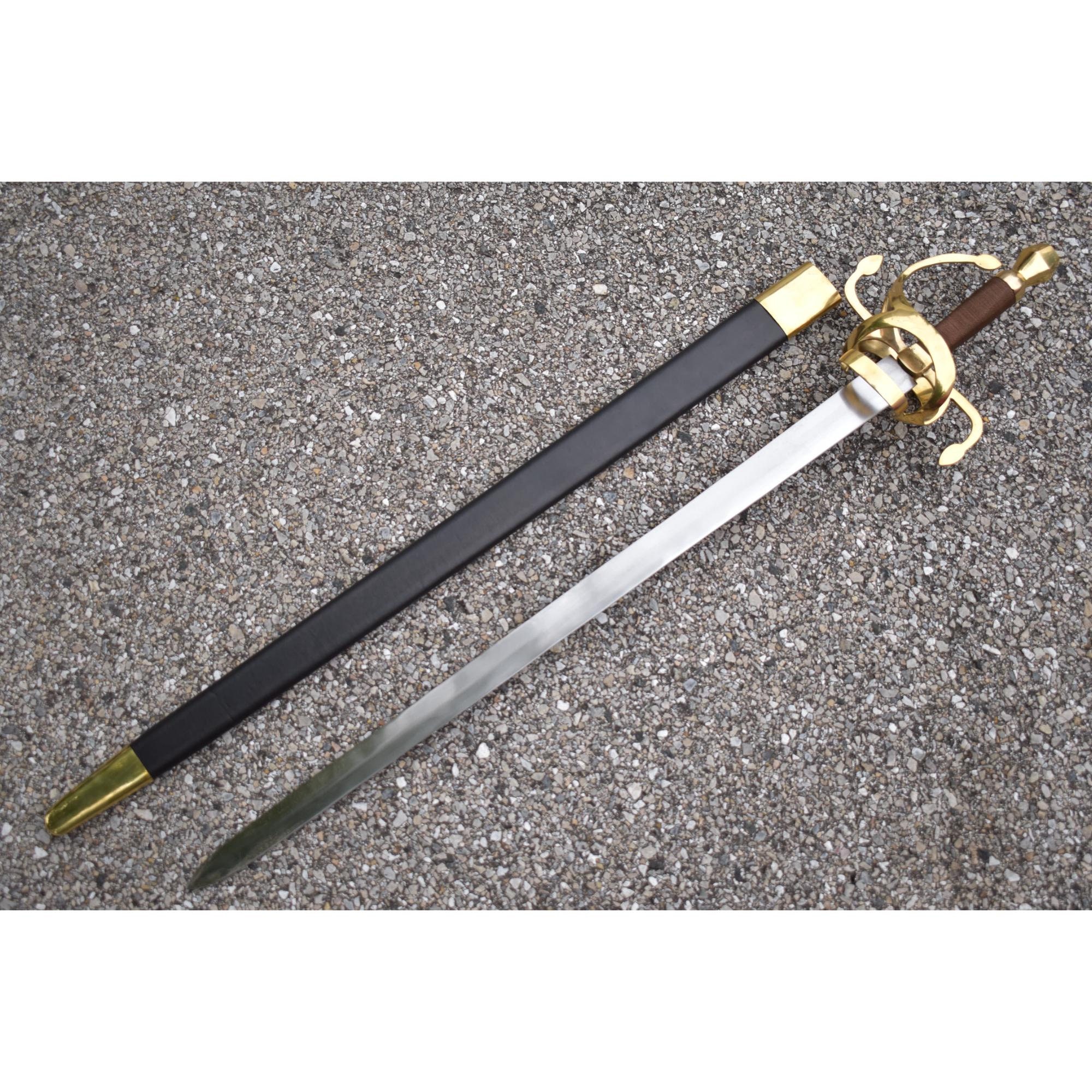 Handmade Historical Golden Brass Swept Hilt Rapier Sword Full Tang