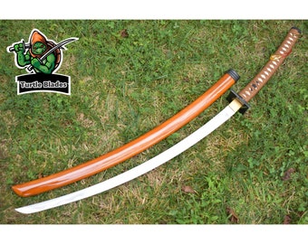 Handmade Afro Sword, Classic Samurai Tachi Sword Real Martial Art Sword Comes with Display Stand Gift For Him, Gamers , Collectors