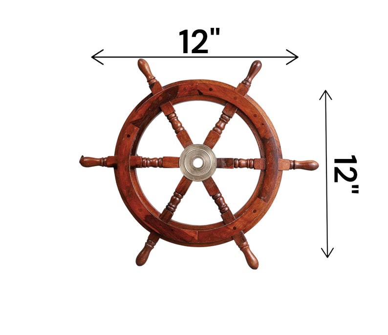12inch Handmade Wooden Ship Wheel: Nautical Coastal Decor (18/12 inch)