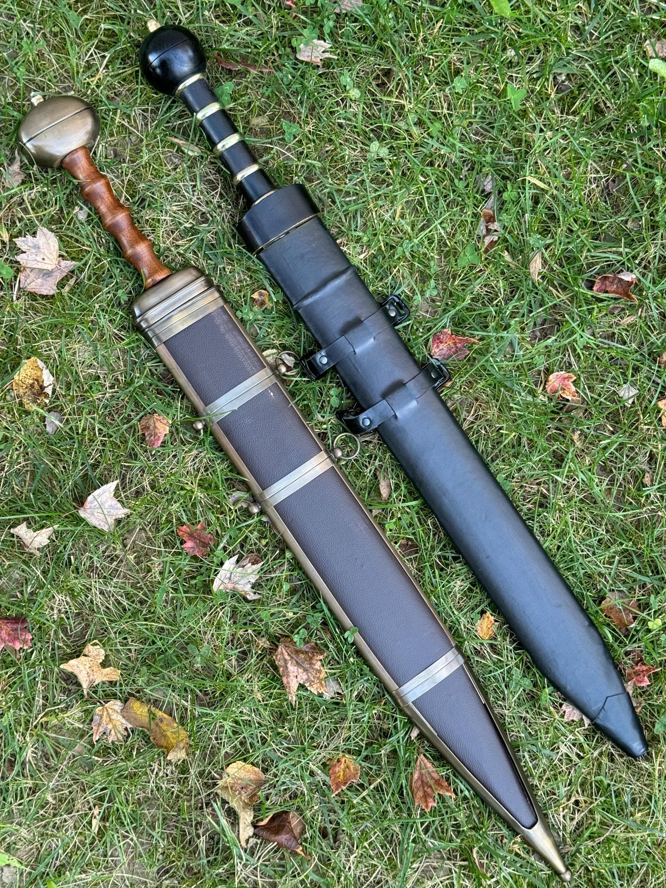Handmade Medieval Roman Sword, Ancient Roman Legionary Gladius Sword 31" Overall With leather-wrapped wooden scabbard Gift For Him Groomsmen