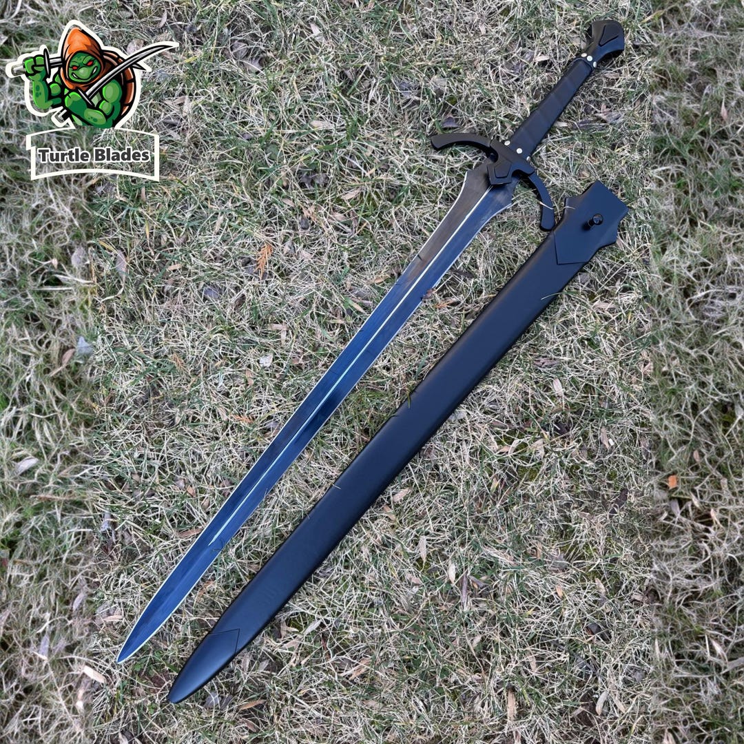 Black Sword, 42 Inches Overall Hand Forged 1075 High Carbon Steel Blade ...