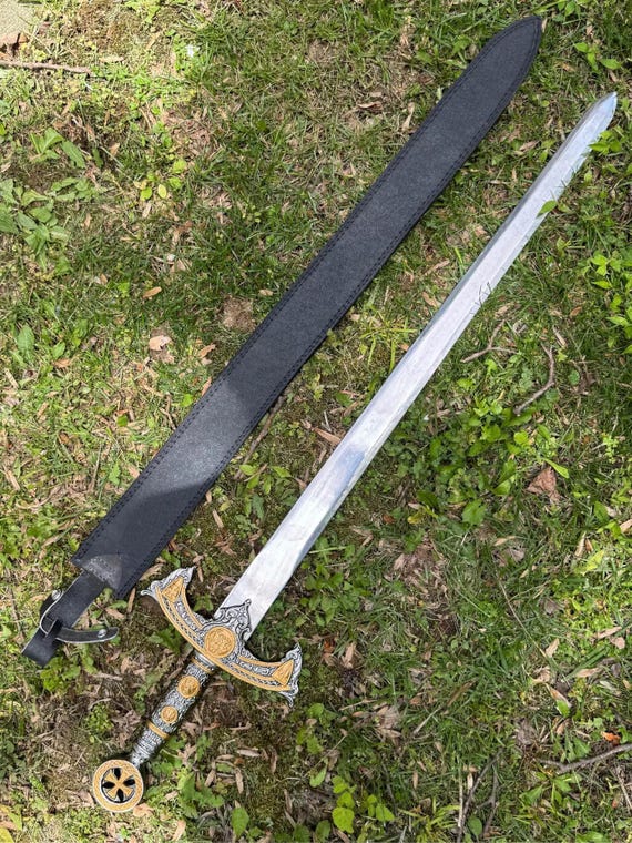 Custom Handmade Knight Templar Sword, 12th Century Crusader  Medieval Sword Comes With Black Leather Sheath Gift For Him Collection, Cosplay