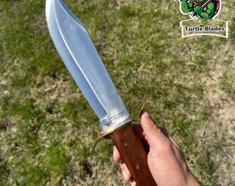 Handmade Hunting Knife, 15” Classic Bowie Knife with Leather Sheath