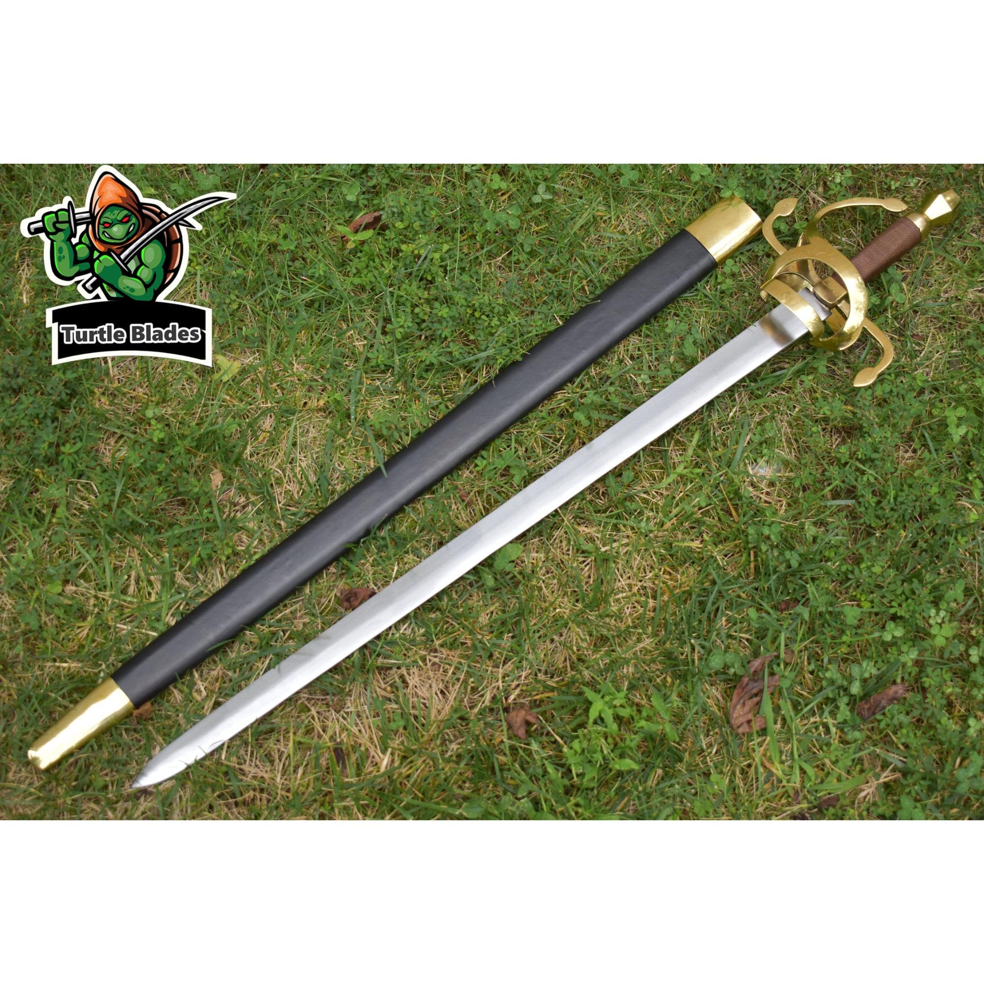 Handmade Historical Golden Brass Swept Hilt Rapier Sword Full Tang