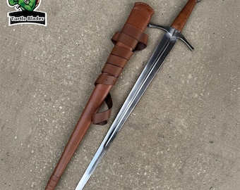 Handmade Carbon Steel Longsword with Scabbard, Full Tang Knight Sword, Cosplay Gift