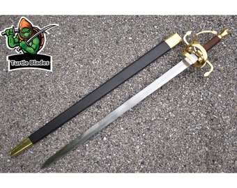 Handmade Historical Golden Brass Swept Hilt Rapier Sword Full Tang