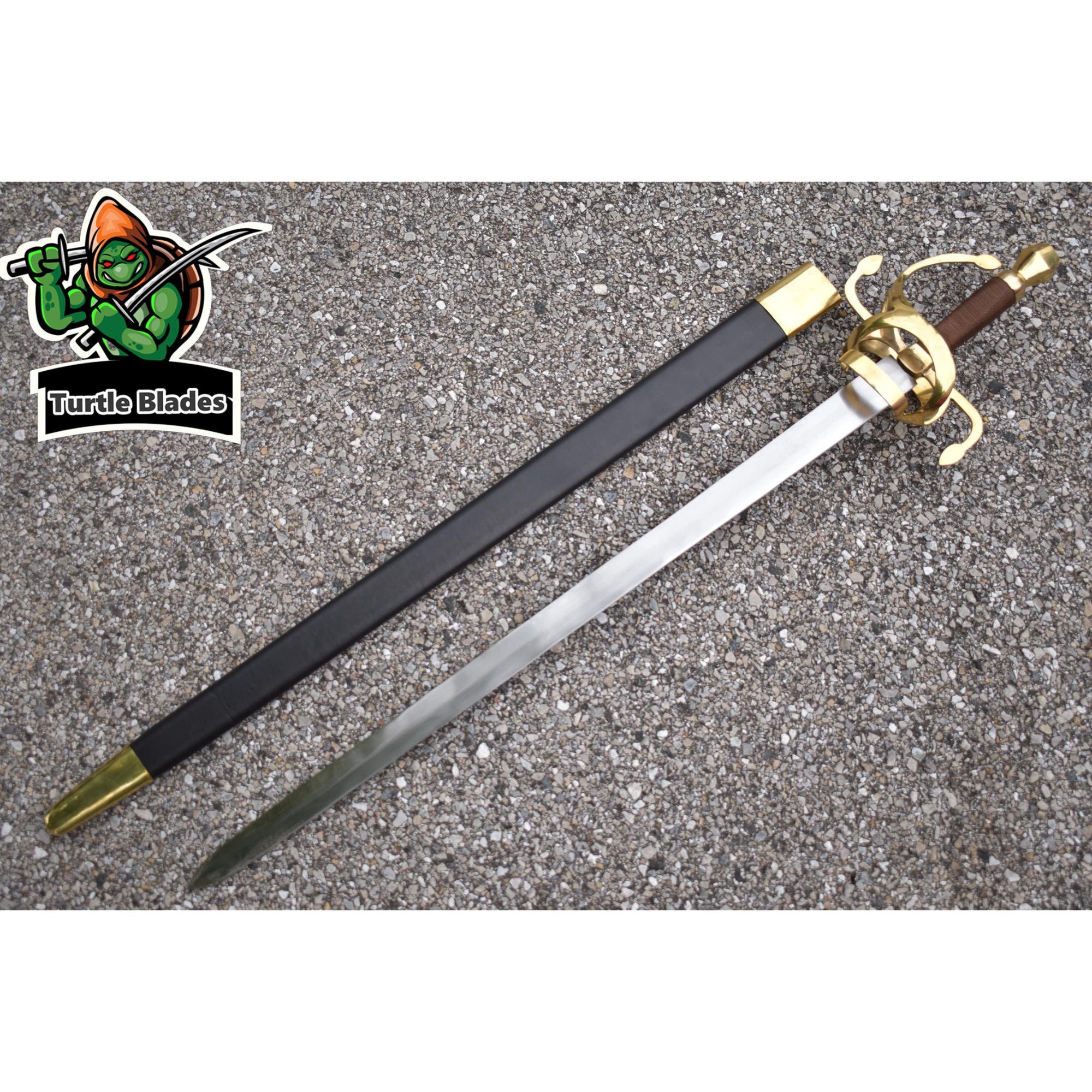 Handmade Historical Golden Brass Swept Hilt Rapier Sword Full Tang