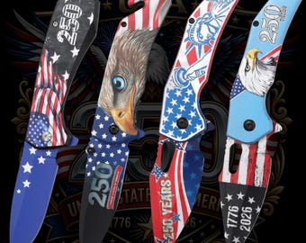 USA 250th Anniversary Folding Knife, Spring Assisted Pocket Knife, EDC best for Gift (Limited)