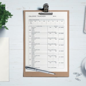 Weekly Calorie Tracker, Printable Calories Journal, A4 / A5 / Letter ...