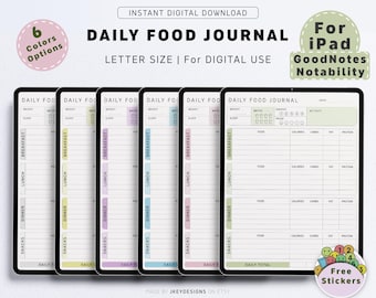 Digital Daily Food Journal for iPad, Calorie Counter Log (Digital Download)