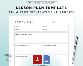 Printable Lesson Plan Template | Homeschool Daily Log | Editable Google Docs Template | Fillable Teacher Planner | Digital Download