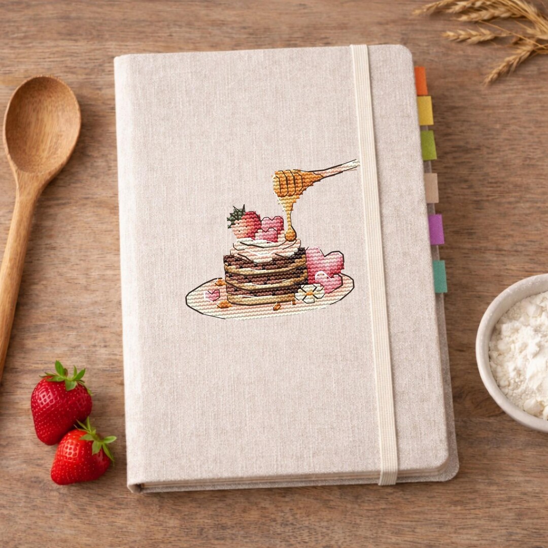 Strawberry Pancakes Cross Stitch Pattern, Breakfast Dessert Design ...