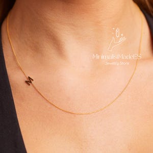 Custom Initial Necklace, Sideways Initial Necklace, Dainty Custom Letter Necklace, Letter Charm Necklace, Mothers Day Gift, Minimalist