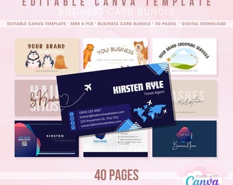 Progettazione professionale di biglietti da visita: personalizza il tuo marchio con un pacchetto modificabile di 40 pagine - Download immediato