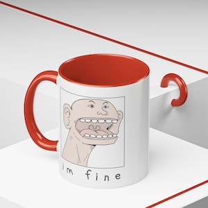 I&#39;m Fine & Unhinged, Keramik Kaffee Teetasse, lustige Aussage und Neuheit Geschenk, Sarkasmus Tasse, Büro Humor, Dumme verrückte Distressed Zustand