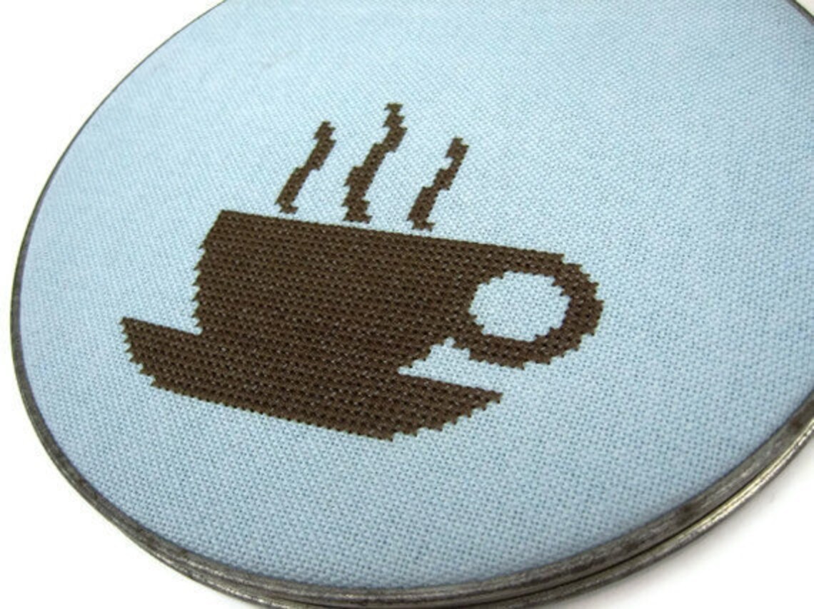 Coffee Modern Cross Stitch Etsy Coffee modern cross stitch