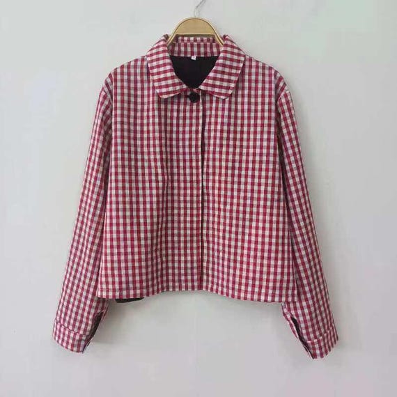 Reversible Gingham Jacket: Black Linen Interior, Versatile Style