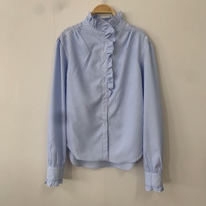 Striped Overshirt with Frill Collar