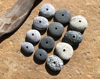 Large Natural Beach Stone Beads Drilled Stones 3mm