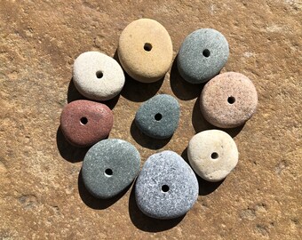 Large Natural Beach Stone Beads Drilled Stones 3mm