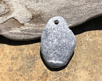 Natural BEACH STONE Pendant Top Drilled Lake Stone 3mm