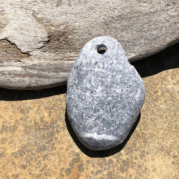 Natural BEACH STONE Pendant Top Drilled Lake Stone 3mm