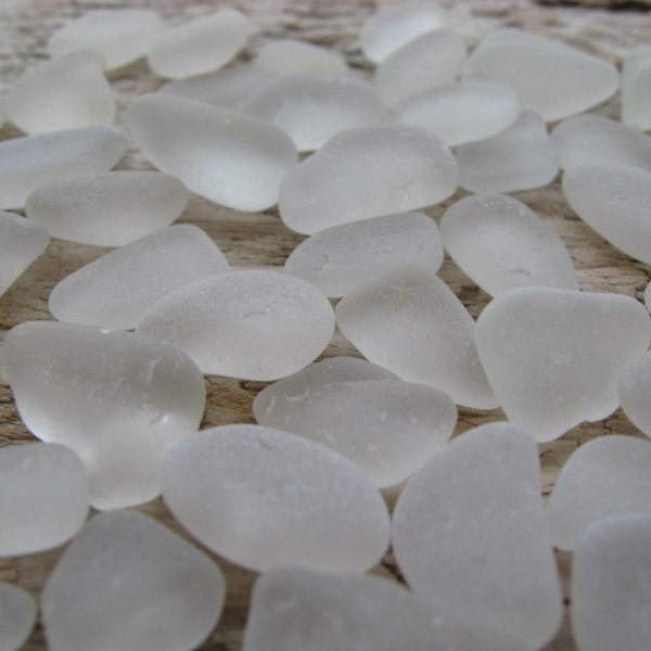 Simple WHITE Beach Glass 50pcs