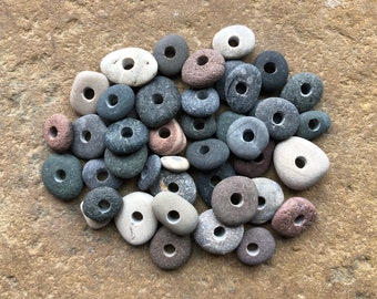Small Drilled NATURAL Stone Beads Spacers Beads Beach Stone Beads 3mm