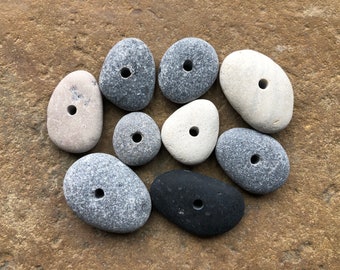 Large Natural Beach Stone Beads Drilled Stones 3mm