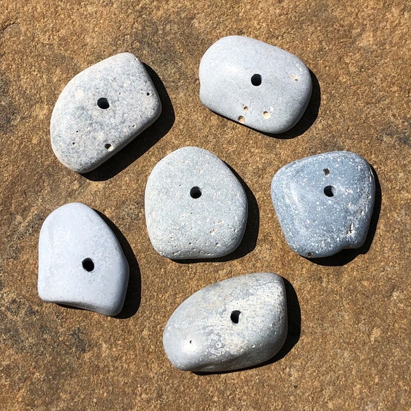 Large Rustic Blue SLAG Stone BEADS Center Drilled Lake Stone Beads 2mm