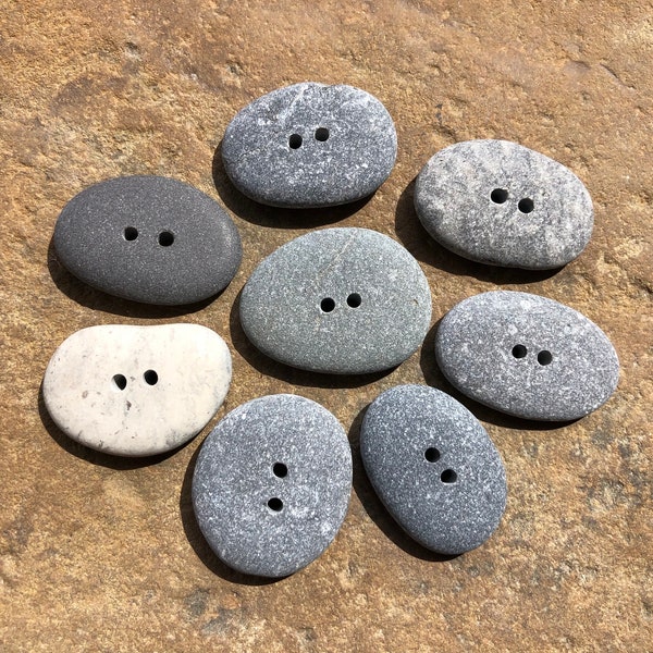 Natural Stone Buttons ~ Drilled Stones ~ Lake Beach Stone Buttons ~ rustic Beach Stone Beads ~ Double Drilled Stones ~ 2mm