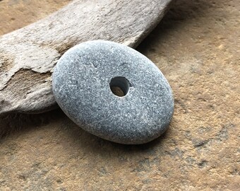 Large Natural Stone Bead ~ Center Drilled Beach Stones ~ Focal Stone ~ 5mm