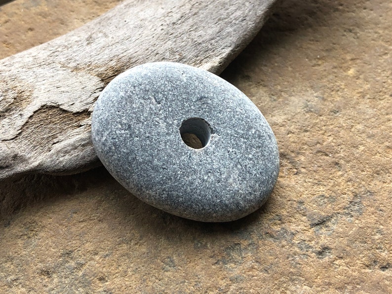 Large Natural Stone Bead Center Drilled Beach Stones Focal Stone 5mm image 1