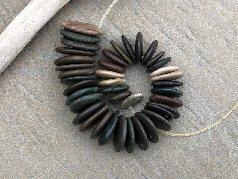 Natural Stone CONNECTORS Drilled Beach Stone Connectors Bulk Stone Supply LINKS Buttons Double Drilled Beach Stones 2mm image 3