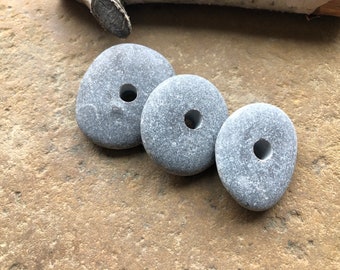 Large Natural Beach Stone Beads Drilled Stones 5mm