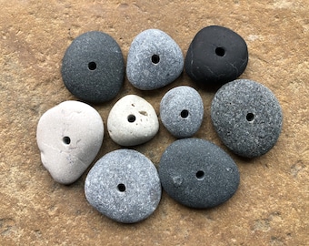 Large Natural Beach Stone Beads Drilled Stones 3mm