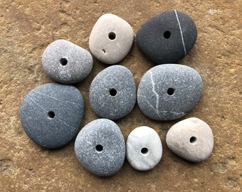 Large Natural Beach Stone Beads Drilled Stones 3mm