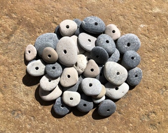 DRILLED STONE BEADS Natural Beach Stone Beads Lake Stone Beads Drilled Stone Supply Cairn Stones 2mm