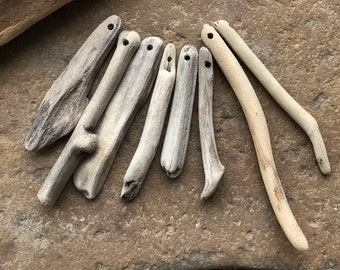 DRIFTWOOD Pendants ~ Drilled Driftwood Sticks ~ Driftwood Beads ~ Top Drilled Sticks ~ Lake Erie ~ 2mm