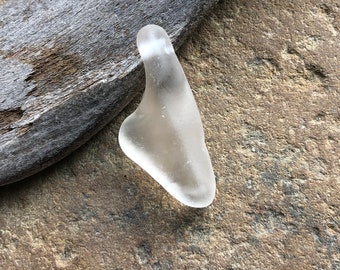 White Top Drilled BEACH GLASS Pendant ~  Sea Glass Pendant ~ Side Drilled ~ Genuine Beach Glass ~ Unique Piece ~ 2mm