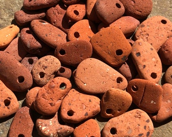 Beach Brick CHARMS Rustic Beach Brick Pendants Top Drilled Brick Beads Porous Aroma Stones 2mm
