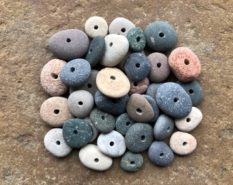 DRILLED STONE BEADS Natural Beach Stone Beads Lake Stone Beads Drilled Stone Supply Cairn Stones 2mm