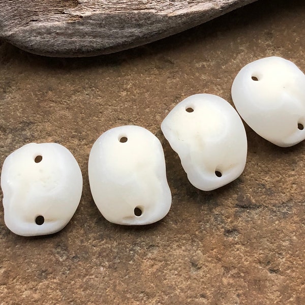 Natural Lucky Stone Connectors Beads Lake Erie Otolith Fish Bone Beads Links Drilled Beach Glass Beads Sea Glass 2mm