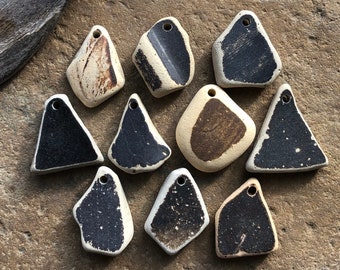 Rustic Ceramic Crock BEACH POTTERY Pendants Earthenware Beach Sea Glass Pendant 3mm