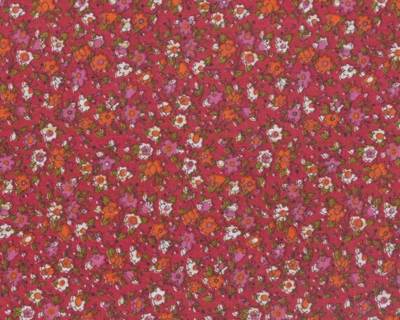 Cotton Sewing Quilting YARD Red /& White Circle Ring Ribbon Calico Fabric